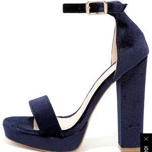 Demi blue velvet platform heels